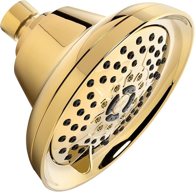 Massage Shower Head With Mist - High Pressure Boosting, Multi-Function, Massaging Rainfall Showerhead For Low Flow Showers & Adjustable Water Saving Nozzle, 1.8 GPM - Polished Brass