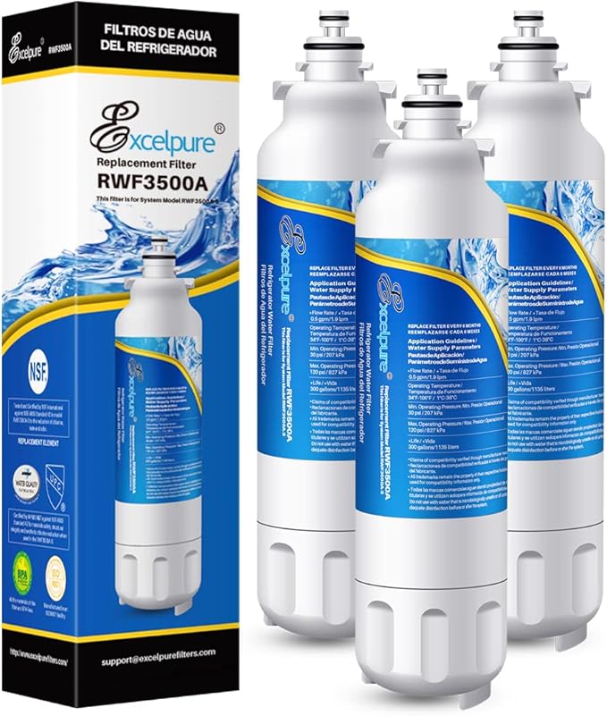 ADQ73613401 Refrigerator Water Filter Replacement for LG LT800P, LT800PC, ADQ736134, ADQ73613402, Kenmore 9490,46-9490, LSXS26326S, LSXS26366S, LMXS30776S, LMXC23746S, RWF3500A 3PACK