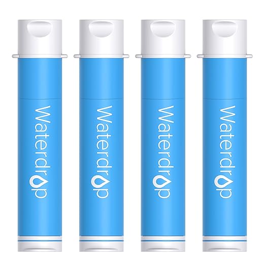 Waterdrop Water Filter Straw, Water Purifier Survival for Camping, Travel, Backpacking and Emergency Preparedness, Water Filtration System Survival, 4 Pack