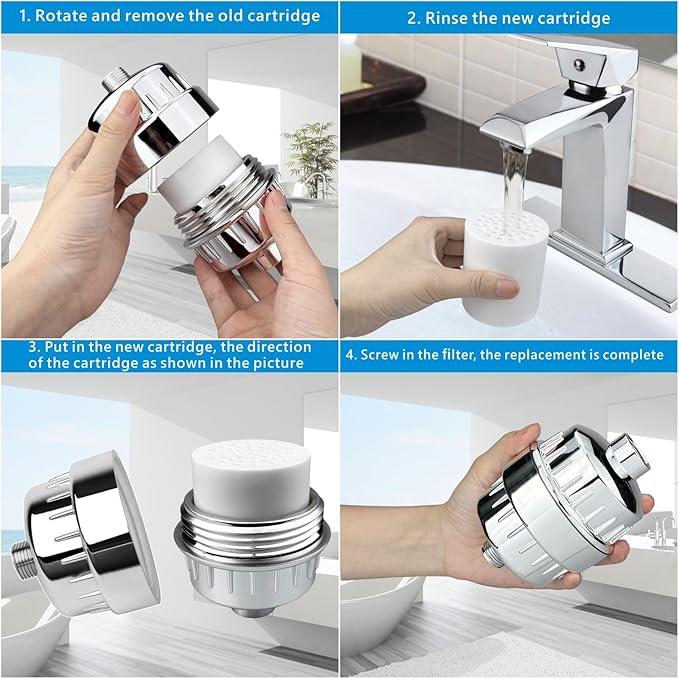 Voolan Filtered Shower Head - 20 Stage Luxury Rain Shower Filter For Hard Water for Remove Chlorine and Harmful Substances - 6" Square High Pressure Rainfall Showerhead (Chrome)