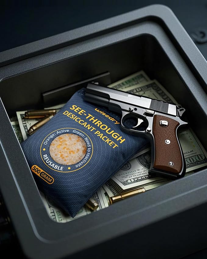 wisedry 500GX2 See-Through Silica Gel Packets, Color-Indicating Desiccant Packs for Storage, Reusable Safe Dehumidifier, Heat Resistant Dehumidifier Bags