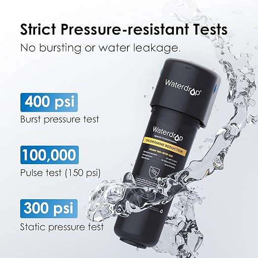 Waterdrop 10UB-CM 6 Months Under Sink Water Filter (Include: System+ 𝐅𝐚𝐮𝐜𝐞𝐭) for 99% Chloramine Reduce- Ideal for California, Florida and Washington- NSF/ANSI 42 Certified- with Faucet
