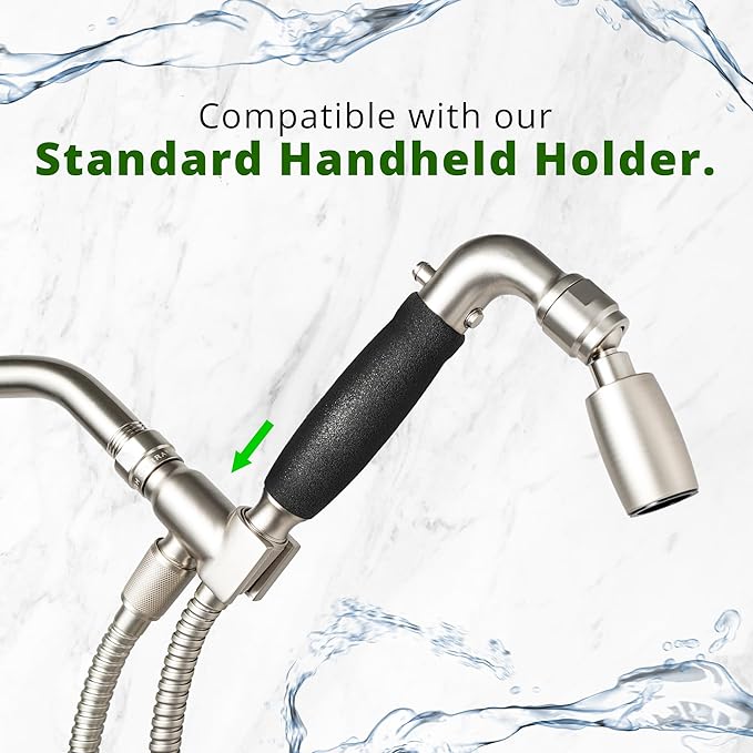 High Sierra® Solid Metal Handheld Shower Head, Lead-Free, with Built-In Trickle Valve. Shower Hose and Holder Not Included. Low Flow 1.8 GPM. Brushed Nickel