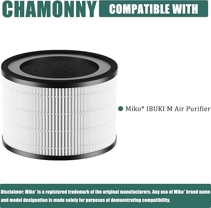 MAF-02 Filter Replacement, Compatible with Miko IBUKI M MA-02CW Air Purifier MAF-02/970 Sqft, 3-in-1 H13 True HEPA Filter and Activated Carbon Filter, 2 Pack