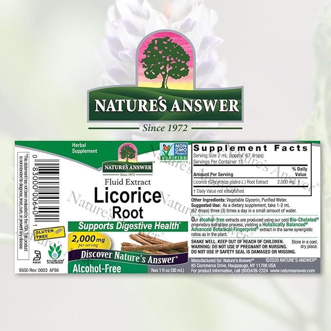 Nature's Answer Licorice Root | Herbal Supplement | Supports Digestive Health | Non-GMO & Kosher | Alcohol-Free, Gluten-Free & Vegan 1oz
