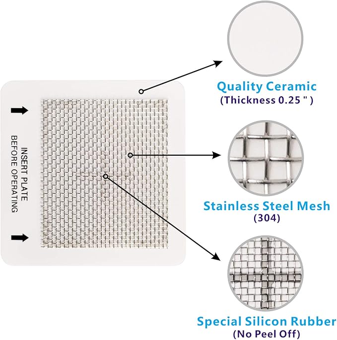 Universal Ceramic Ozone Plates for Generic Ozone Generators Washable Purification Air Purifier, 4.5" x 4.5" Inches Replacement Ozone Plates (1Pack)