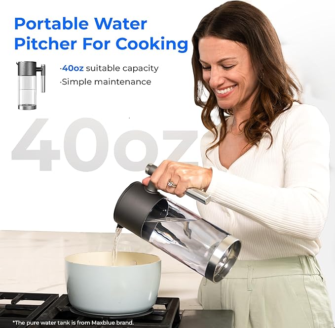Waterdrop WD-A2 Countertop Reverse Osmosis System, 𝐇𝐨𝐭 𝐚𝐧𝐝 𝐂𝐨𝐥𝐝 RO System, Portable Pure Water Tank, Bottleless Water Cooler, 6 Temperature Settings, Hot Cold Room Water, 3:1 Pure to Drain