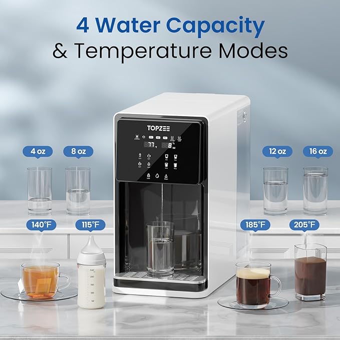 UV Countertop Reverse Osmosis Water Filter System, 8 Stage Water Purifier, 7L Large Water Tank for Home, 4:1 Pure to Drain, Reduce TDS PFAS, BPA Free (No Installation Required), White