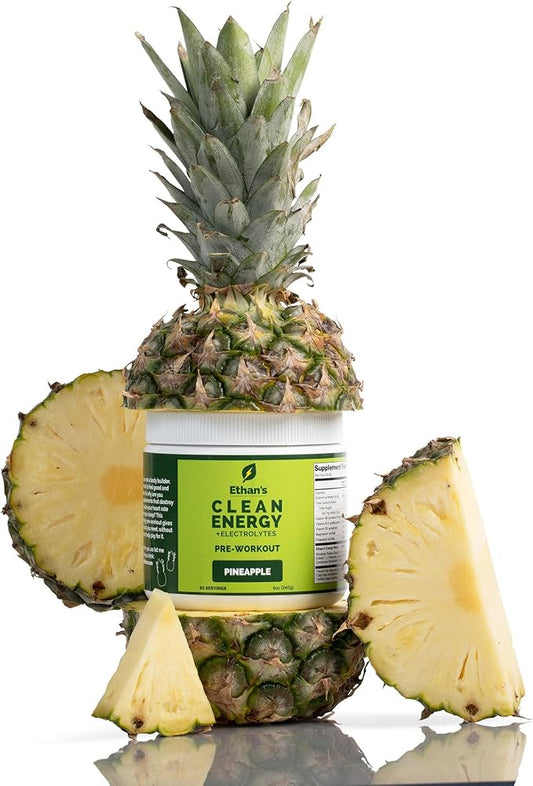 Ethan's Feel Good Pre-Workout & Hydration Drink Mix | Plant-Based Caffeine, Electrolytes, B-Vitamins - Pineapple