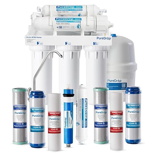 RTW5 5 Stage Reverse Osmosis Water Filter System with Innovative Top-Mounted Faucet Design, TDS Reduction 50 GPD Under Sink RO Water Filtration Plus Extra 3 Filters