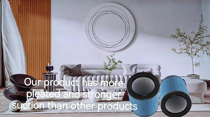 2 Pack VF5000 Replacement Filter for Ridgid Shop Vac Filte, for 5-20 Gallons and Larger Vacuum ridgid shop vac filter,Wet Dry Vacuum filter for Ridgid shop vac filters