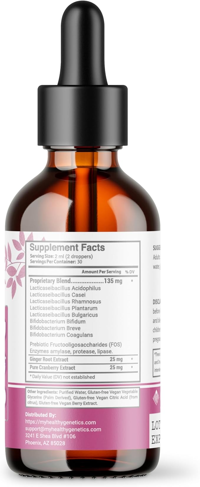 Liquid Probiotics for Women | Prebiotic + Cranberry + Probiotics for Digestive Health | Acidophilus Probiotic | Dairy Free | Vegan | Non-GMO | Gluten Free | 30 Servings