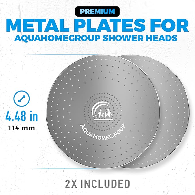 AquaHomeGroup Filtered Shower Head Replacement Spray Plates (Metal, Stainless Steel, 2-Pack)