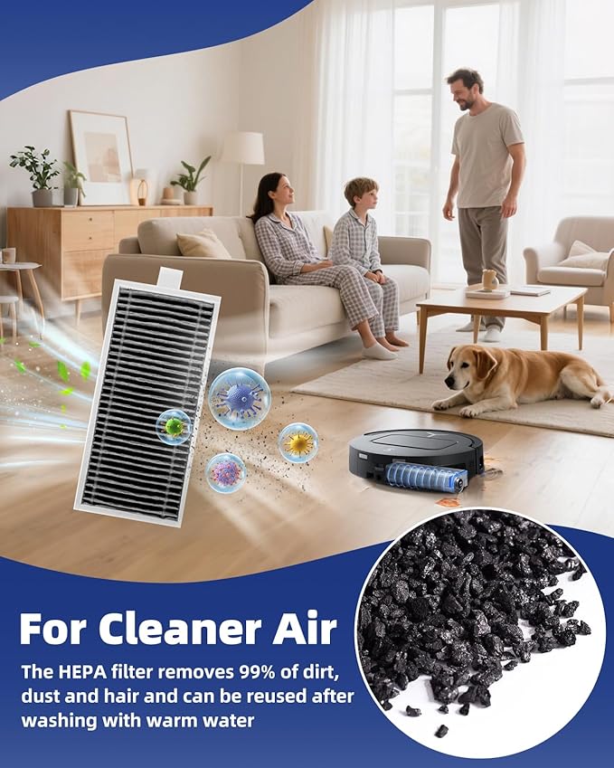 21 Pcs Replacement Parts Kit Compatible with ECOVACS DEEBOT T80 Omni Robot Vacuum - Accessory Set with 1 Main Brush, 3 Mop Brush Rollers, 4 Filters, 6 Dust Bags, 6 Side Brushes, 1 Cleaning Brush