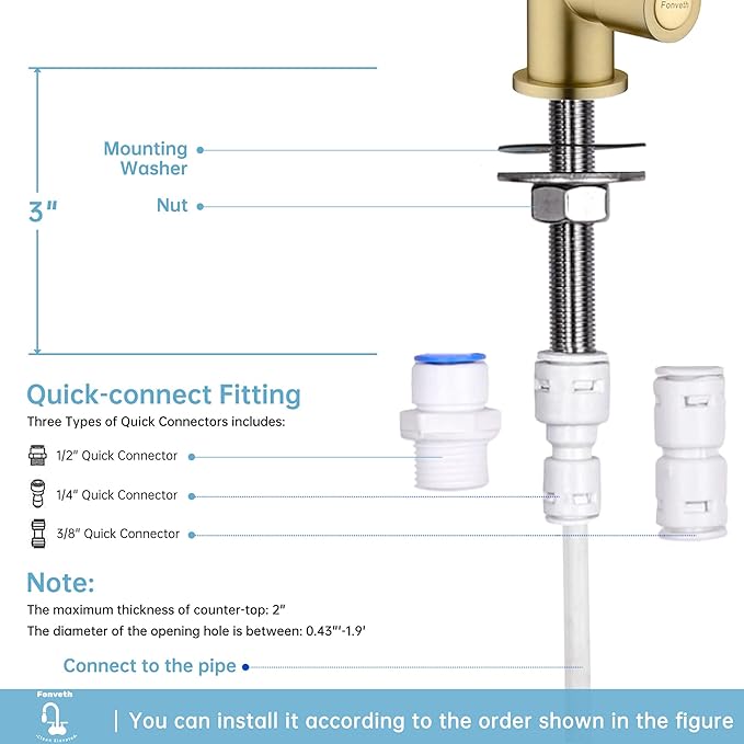 Drinking Water Faucet, Reverse Osmosis Brushed Gold Single Handle Solid Brass Kitchen Bar Sink Drinking Water Faucet Filtration Non-Air Gap Non-Air Gap