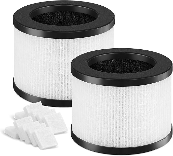 SAKEGDY TZ-K1 Replacement Filter Compatible with ToLife TZ-K1 Air Clean Purifier, AROEVE MK01 MK06 / Kloudi DH-JH01/FreAire KN-6391RGB，3-in-1 H13 HEPA Filter for Smoke Pollen Dander, 2 Pack (White)
