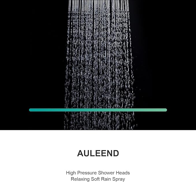 AULEEND，high pressure shower heads，with Anti-Clog Rubber Jets - 360° Rotation Adjustable Shower Head -7.87inches (D-Brushed Gold)