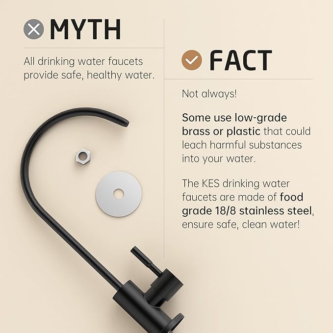 KES NSF Certified Reverse Osmosis Faucet Black RO Lead-Free Water Filter Faucet Drinking Water Faucets Kitchen Faucet 304 Stainless Steel, Z504CLFF18-BK