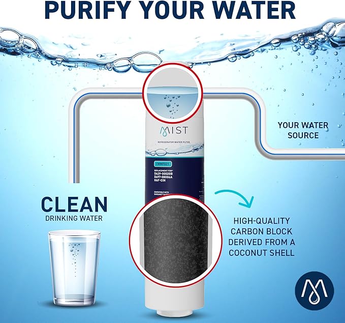 Mist HAF-CIN/EXP Refrigerator Water Filter Replacement for Samsung DA29-00020B, DA29-00020A, Kenmore 46-9101 – NSF 42 & 372 Certified – 1 Pack