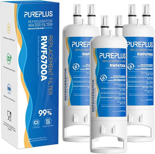 PUREPLUS EDR1RXD1 Replacement for Everydrop® Filter 1, W10295370A, W10295370, EDR1RXD1B, P8RFWB2L, P4RFWB, Kenmore® 46-9081, 46-9930, WD-F38,WRS325SDHZ Refrigerator Water Filter, 3 Pack