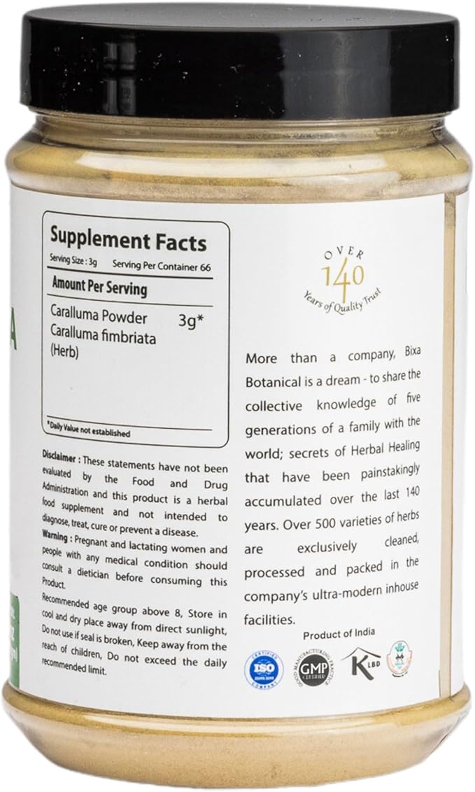 bixa BOTANICAL Caralluma Fimbriata ǀ Ayurvedic Herbal Supplement | Gluten Free, Non-GMO, Steam Sterlized, Vegan, 200 Grams (7 Ounce, Powder)