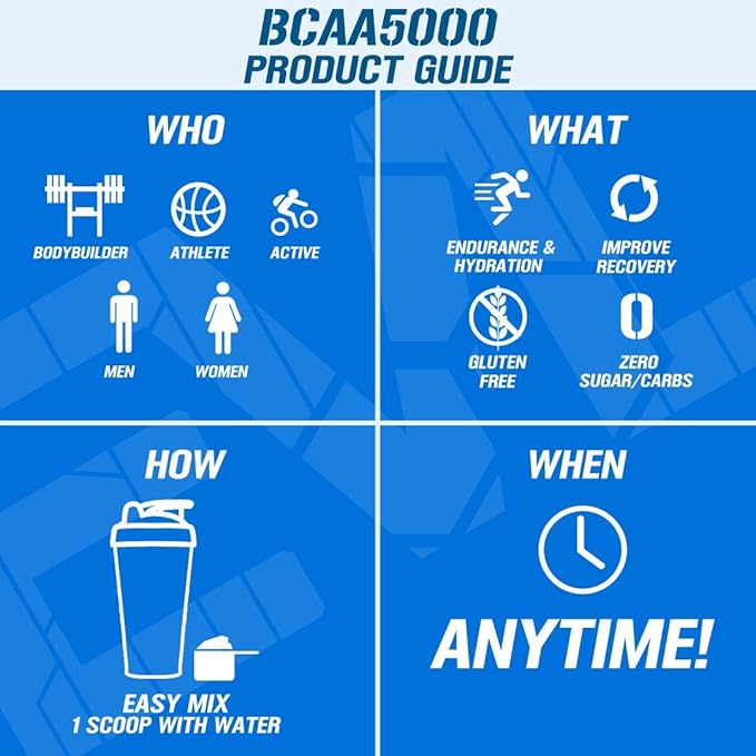 EVL BCAAs Amino Acids Powder - BCAA Powder Post Workout Recovery Drink and Stim Free Pre Workout Energy Drink Powder - 5g Branched Chain Amino Acids Supplement for Men - Rocket Pop