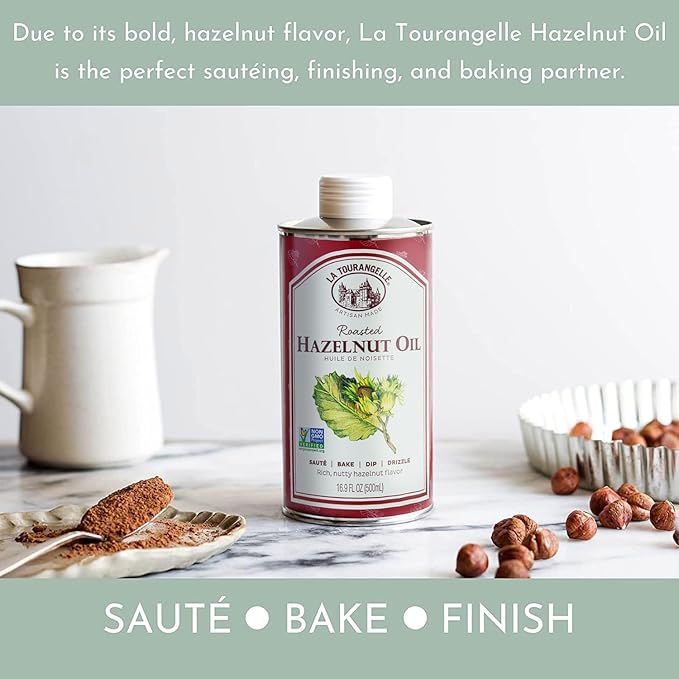 La Tourangelle, Roasted Hazelnut Oil, High-Oleic Oil Great for Baking, Stir-Frying, and Vinaigrettes, 8.45 fl oz