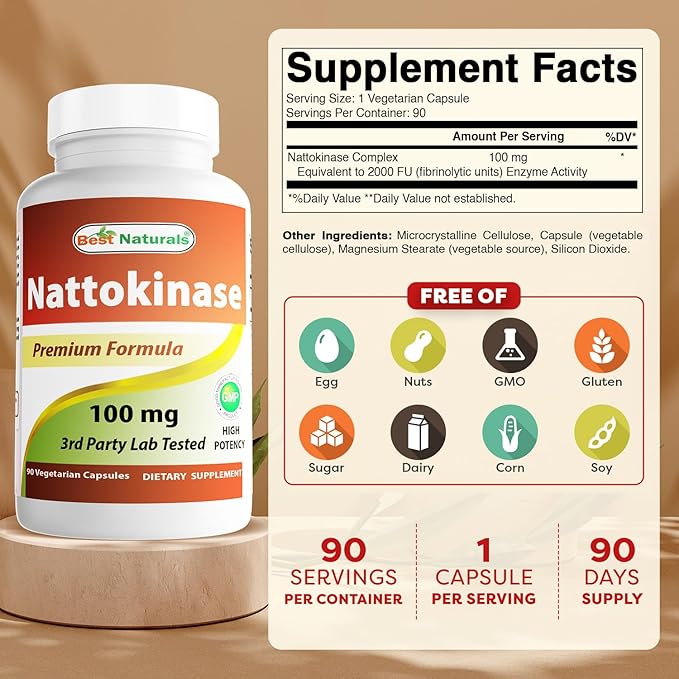 Best Naturals Nattokinase, 2000 FU, 100 Mg, 90 Vegetarian Capsules