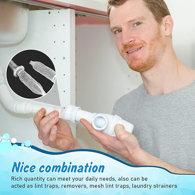 40 Pieces Nylon Lint Trap Washing Machine Lint Fabric Mesh Snare Washer Lint Catcher Washer Hose Lint Traps Washing Machine Lint Trap Lint Traps Hose Screen Filter Catcher with 40 Pieces Cable Ties