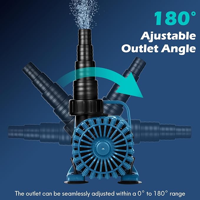 120W 2700 GPH Pond Pumps for Outdoor Ponds & Water Garden, 180° Adjustable Water Direction, Pond Fountain Pump with 20FT Power Cord & Barrier Bag, Ultra-Quiet Pond Waterfall Pump, UL Listed