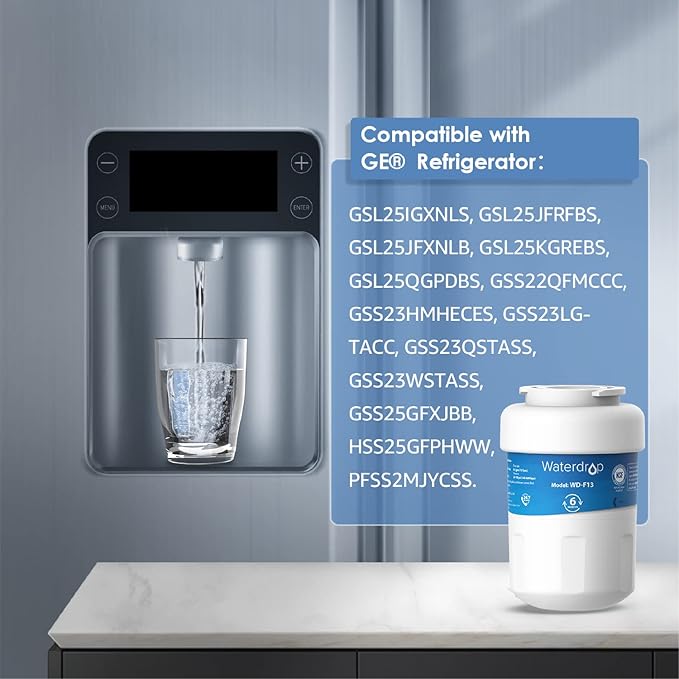 Waterdrop WD-F13 Water Filter, Replacement for GE® SmartWater® MWF®, MWFINT, MWFP, MWFA, GWF, HDX FMG-1, Kenmore® 9991, GSE25GSHECSS, WFC1201