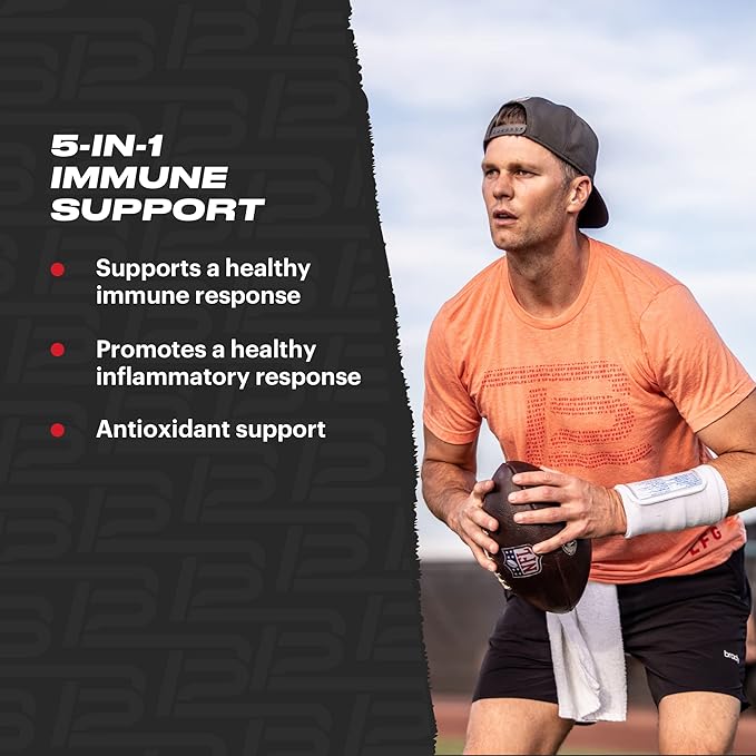 TB12 Protect - Premium 5 in 1 Immune Support Supplement with Zinc, Vitamin C, Beta Glucan, Larch Tree Extract, and Elderberry to Provide Daily Support to Immune System and Boost Energy Levels