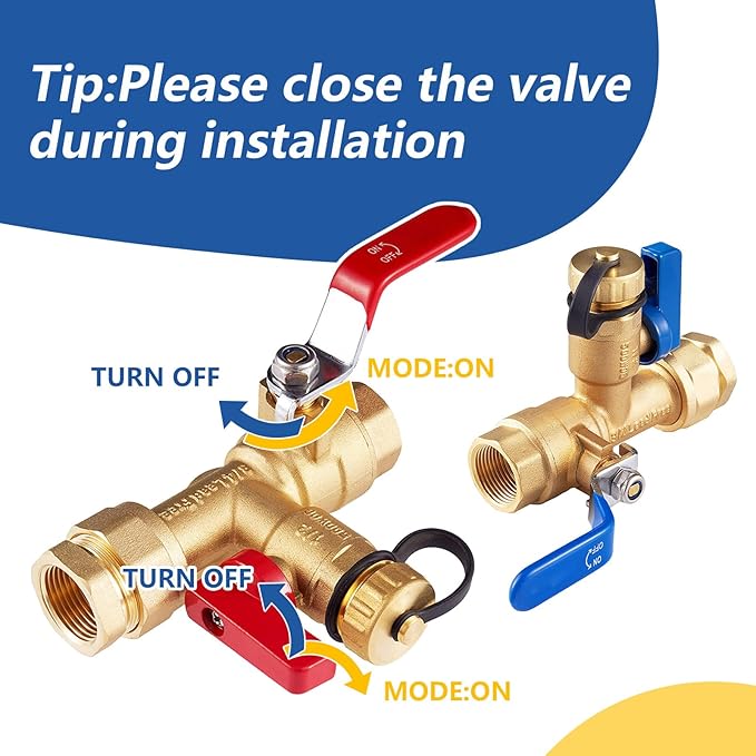 3/4 Inch GUOFIS IPS Tankless Water Heater Valve Kit with Pressure Relief Valve(3/4"FIPx 3/4" FIP),5 Set Water Heater Valve Kit