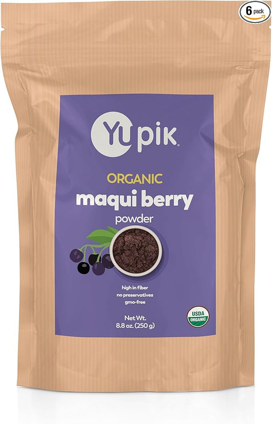 Yupik Organic Powder Superfood, Maqui, 8.8 Oz, Non-GMO, Vegan, Gluten-Free, Pack of 6