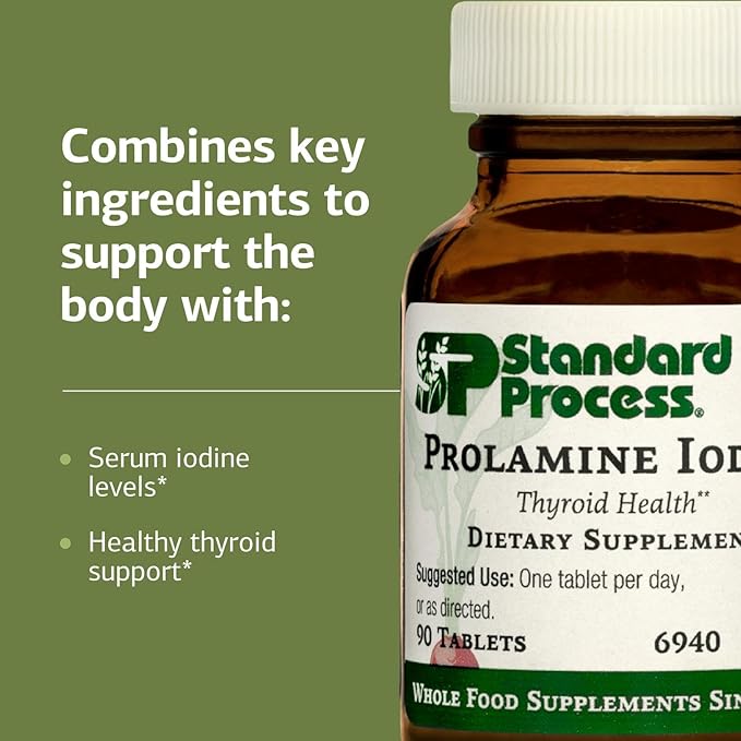 Standard Process Inc. Prolamine Iodine - Thyroid Support with Calcium Lactate, Iodine, Calcium & Magnesium Citrate - 90 Tablets