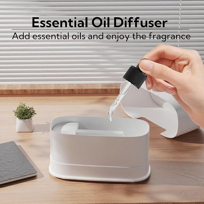 Flame Diffuser Humidifier for Essential Oils - Fire Ultrasonic Aroma Diffusers, USB Personal Desktop Quiet Cool Mist Small Humidifier with Auto-Off for Home Office Bedroom (Black)