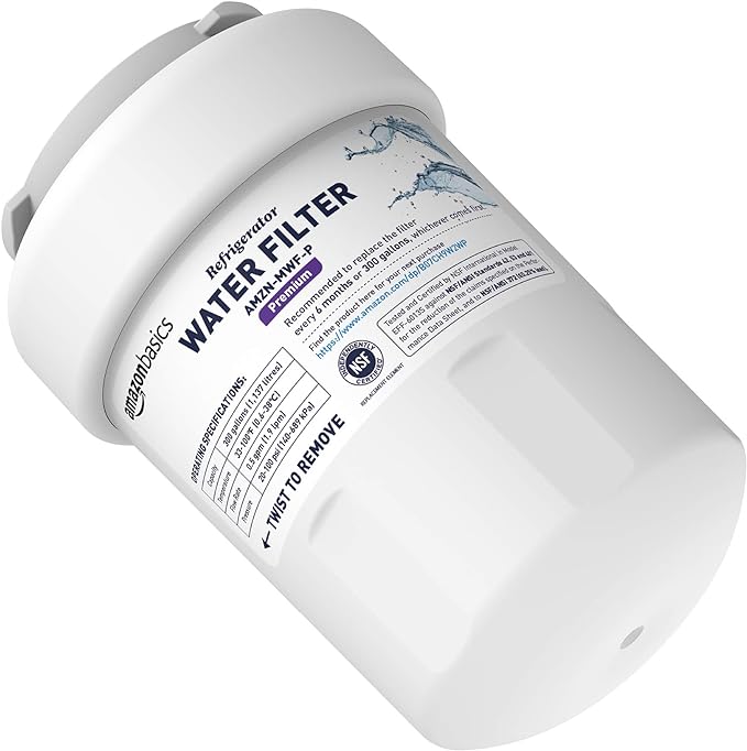Amazon Basics Replacement Water Filter Cartridge Compatible with GE MWF Refrigerator, Pack of 2