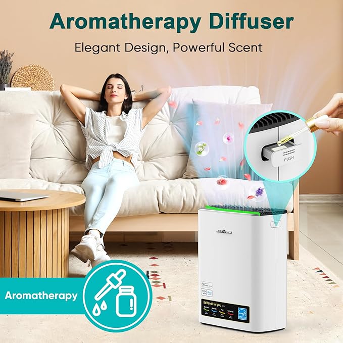 Jafanda Air Purifiers for Home Bedroom Large Room, ‌Smart WiFi × Alexa Control Air purifier for Home Pets True HEPA Filter Activated Carbon Removes 99.99% of Allergens, Dust, Air Cleaner PM2.5