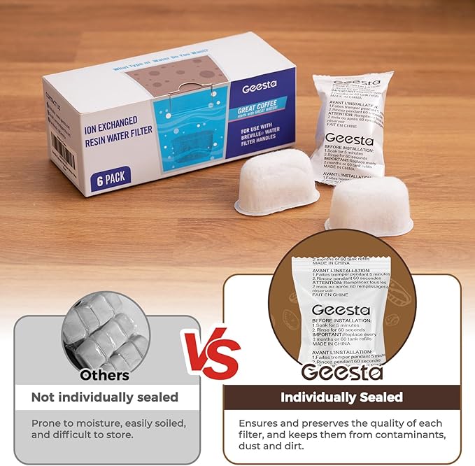 Premium 6-pack Water Filters For Replacement Breville BWF100 with Ion Exchange Resin inside