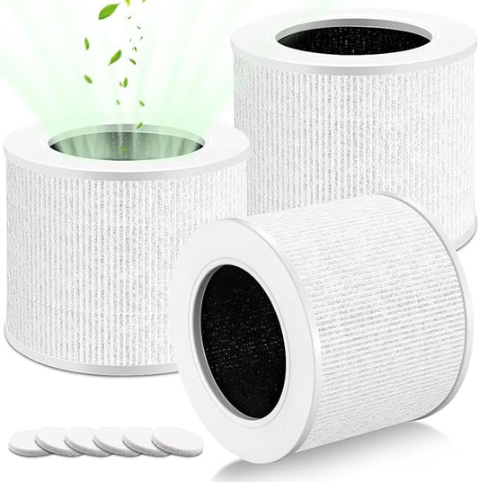 3 Pack Core Mini Replacement Filter for LEVOIT Air Purifier, 3-in-1 H13 Grade Compatible with LEVOIT Air Purifier, Part No. Core Mini-RF (3 Filter and 6 Fragrance Sponge)