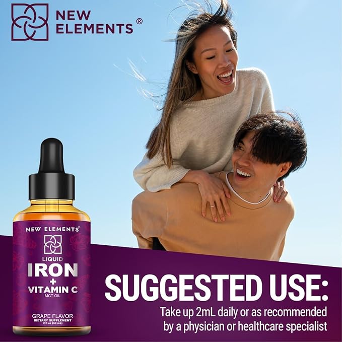 [2 𝐏𝐚𝐜𝐤] Liquid Iron Supplement with Vitamin C – 18mg Iron & 50mg Vitamin C for Anemia Support – Blood Builder Drops for Women & Men – Fast Absorption, Boosts Energy & Immunity – Vegan, Non-GMO