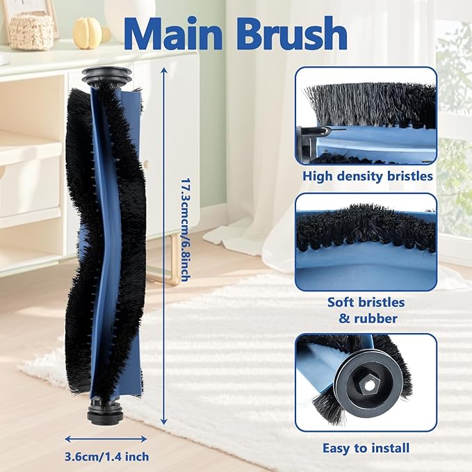 24 Pack Replacement Parts for Eufy X10 Pro Omni Robotic Vacuum Cleaner Accessories Kit, 2 Roller Brushes, 4 HEPA Filters, 8 Mop Cloths, 8 Side Brushes, 2 Cleaning Brushes