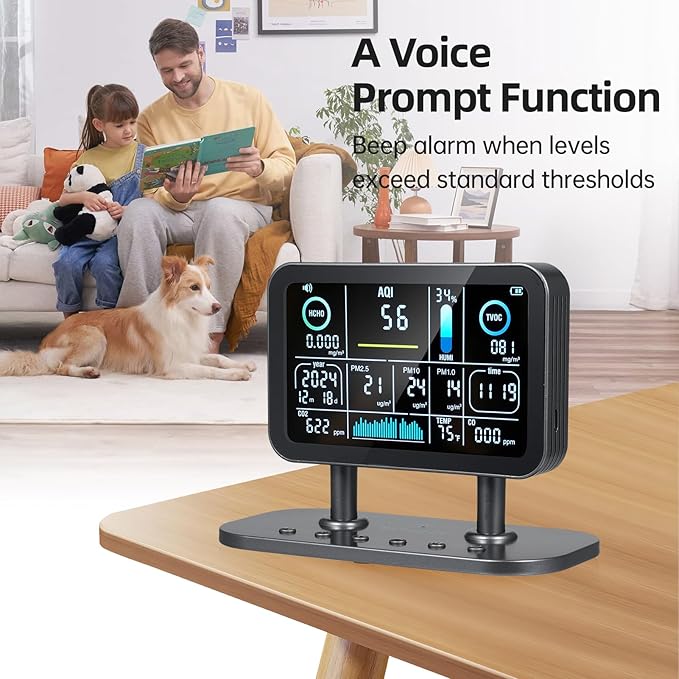 13 in 1 Professional Indoor Air Quality Monitor,Smart Air Quality Monitor WiFi,Formaldehyde Detector Tester,Date Time Display,for HCHO/CO/CO2/TVOC/AQ1/PM1.0/PM2.5/PM10