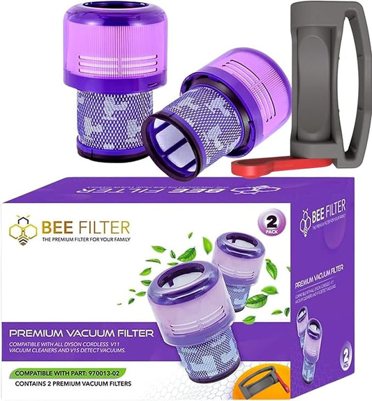 2-Pack Premium True HEPA Replacement Filters Compatible with Dyson V15 Filter, Dyson V11, V15 Absolute/Submarine, V11 Animal, V11 Completed/Absolute, V11 Filter with Trigger Clamp, Part no. 970013-02