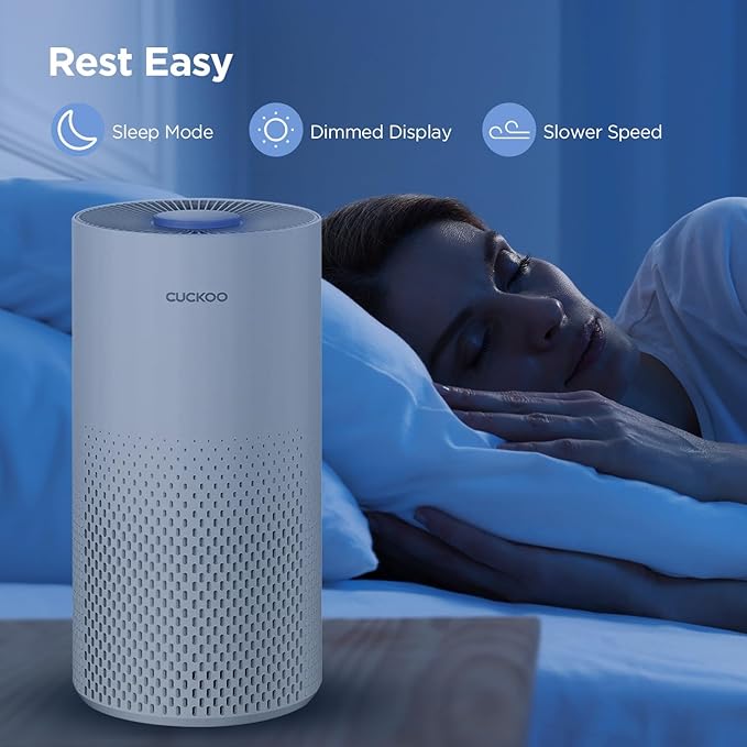 CUCKOO True HEPA Air Purifier for Bedroom Up to 456 sq. ft., 3-Stage Filter with H13 HEPA and Activated Carbon, Small Air Purifiers for Home with Quiet Sleep Mode, White (CAC-I0510FW)