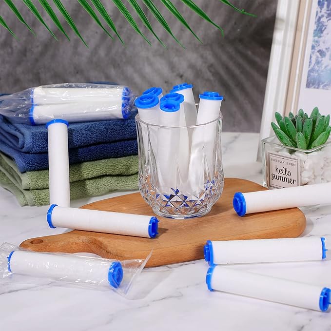 Macarrie 36 Pcs Shower Head Filters 3.7 Inch PP Cotton Filter Cartridge Filter High Pressure Handheld Turbo Fan Shower Heads Filter for Detachable Propeller Jet Sets