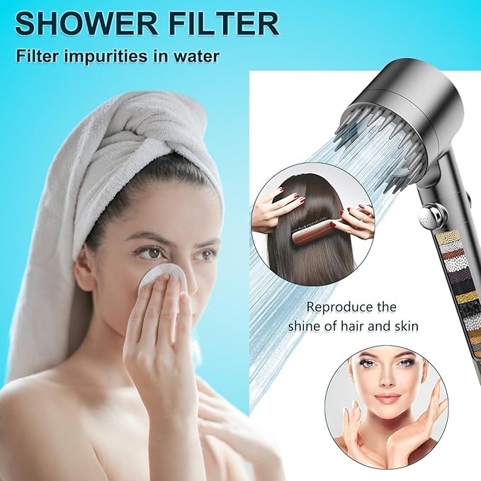 Replacement Water Filter for Shower Head Handheld,Compatible with PWERAN and Fitespot Shower Head Handheld Filter System,Removes Heavy Metals and Chlorine.(2 Pack)