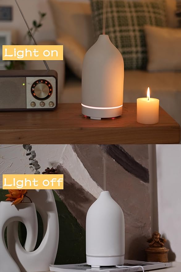 VIVITEST Stone Diffuser,200ML Essential Oil Diffuser, Ultrasonic Aromatherapy Diffusers for Home (White)