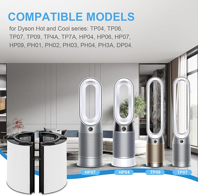 2 Pack Replacement True Filter for Dyson TP04 TP06 TP07 TP09 TP10 HP04 HP06 HP07 HP09 HP10 PH01 PH02 PH04, 360° Combi 2 in 1 and Carbon Filter, Grade True Carbon Replacement Filter