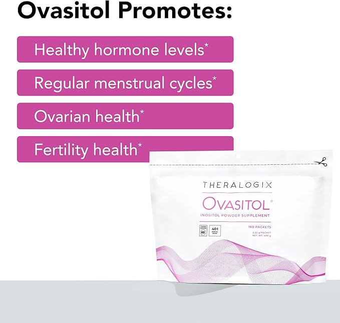 Theralogix Ovasitol Inositol Powder Packets - 90-Day Supply - Myo-Inositol & D-Chiro for Hormone Balance & Ovarian Function Support* - NSF Certified - 180 Packets
